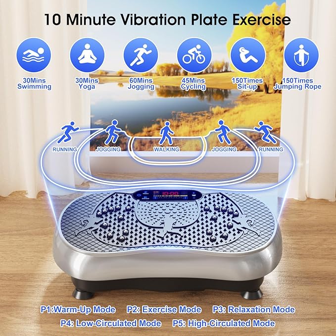 Vibration Plate Exercise Machine, 180 Speed Levels Vibration Plate for Lymphatic Drainage, Whole Body Workout Vibrating Fitness Platform, Effective for Weight Loss, Shaping, Toning & Wellness-Ruum Studio Home