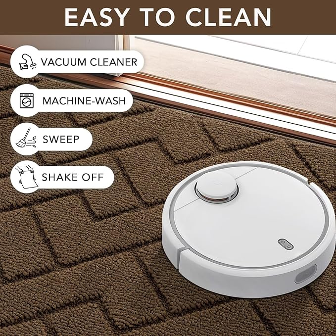 hicorfe Indoor Doormat,Front Back Door Mat Rubber Backing Non Slip Door Mats 47"x71" Absorbent Resist Dirt Entrance Doormat Inside Floor Mats for Entryway Washable Low-Profile(Dark Brown)-Ruum Studio Home