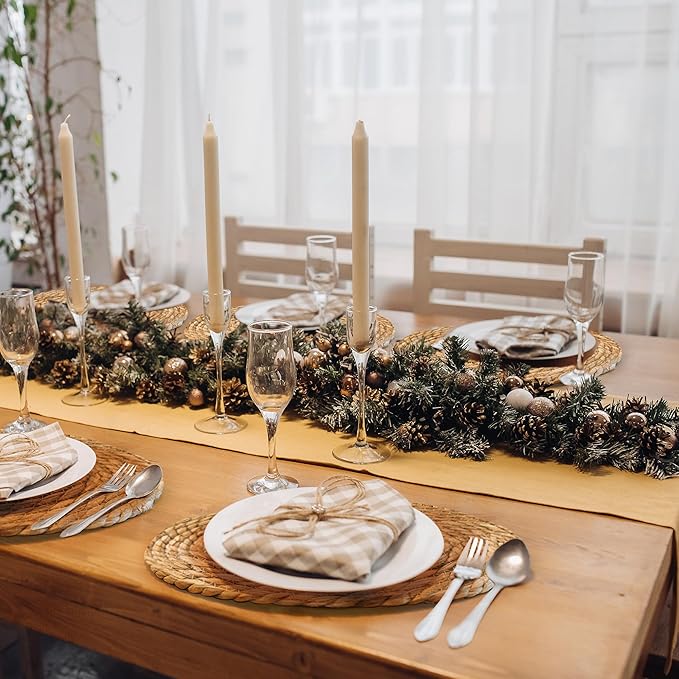 Defined Deco Woven Placemats Set of 4,13" Round Rattan Placemats,Natural Hand-Woven Water Hyacinth Placemats,Farmhouse Weave Place Mats,Rustic Braided Wicker Table Mats for Dining Table,Home,Wedding.-Ruum Studio Home