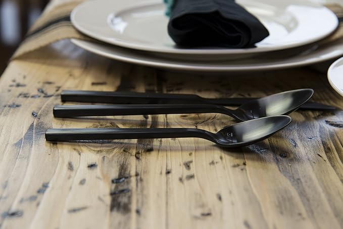 Fortessa Arezzo 18/10 Stainless Steel Flatware, 5 Piece Place Setting, Service for 1, Brushed Black - 5PPS-1656B-05-Ruum Studio Home