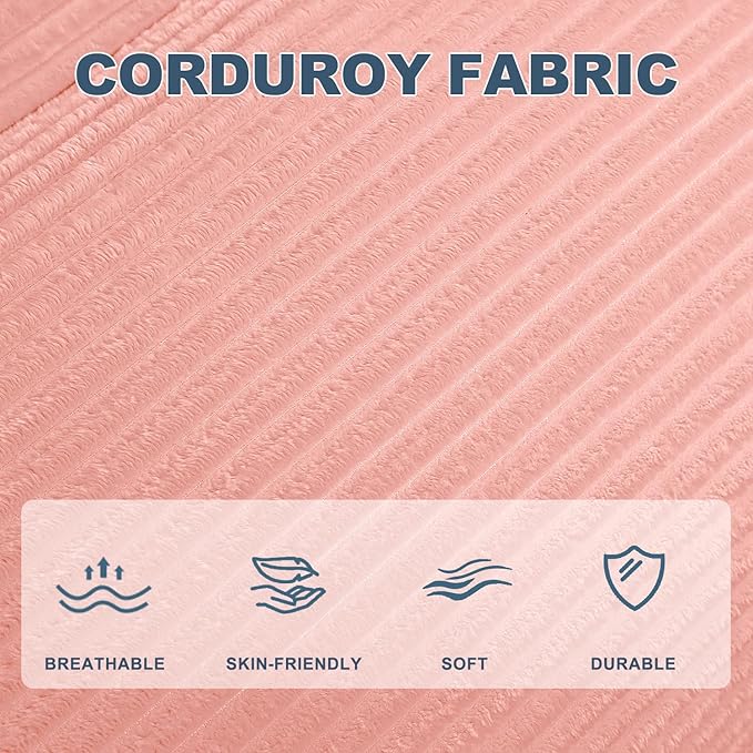 Misolant Bean Bag Chairs，Big Corduroy Fabric Sofa Bean Bag Chair for Adults and Teens with High-Resilience Sponge, Non-Slip Base Floor Lounge Sofa for Home, Living Room, Bedroom, Gaming Pink-Ruum Studio Home