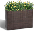 LEWIS&WAYNE Large Rectangular Block Planter Box Handmade Wicker Tall Planters for Outdoor Plants with Removable Liners Modern Planter for Indoor Outdoor Patio Deck - Brown, 38''x11''x30''-Ruum Studio Home