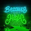 Leaf Neon Sign, Because I Got High Neon Signs for Wall Decor, Dimmable Acrylic Neon Lights for Living Room Bedroom Bar Pub Club Man Cave Game Room Hotel Party Decorations-Ruum Studio Home