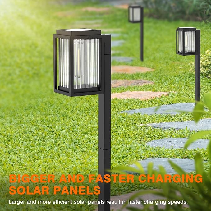 Solar Lights Outdoor Pathway 6 Pack, Solar Pathway Lights Outdoor 24" Tall Bright Auto On/Off Waterproof Garden Landscape Lighting for Path, Yard, Walkway, Driveway, Outside Decor Father's Day-Ruum Studio Home