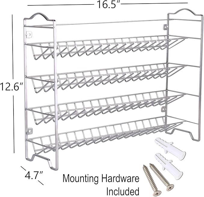 SWOMMOLY Spice Rack Organizer with 36 Empty Square Spice Jars, 396 Spice Labels with Chalk Marker and Funnel Complete Set, for Countertop, Cabinet or Wall Mount,Silver-Ruum Studio Home