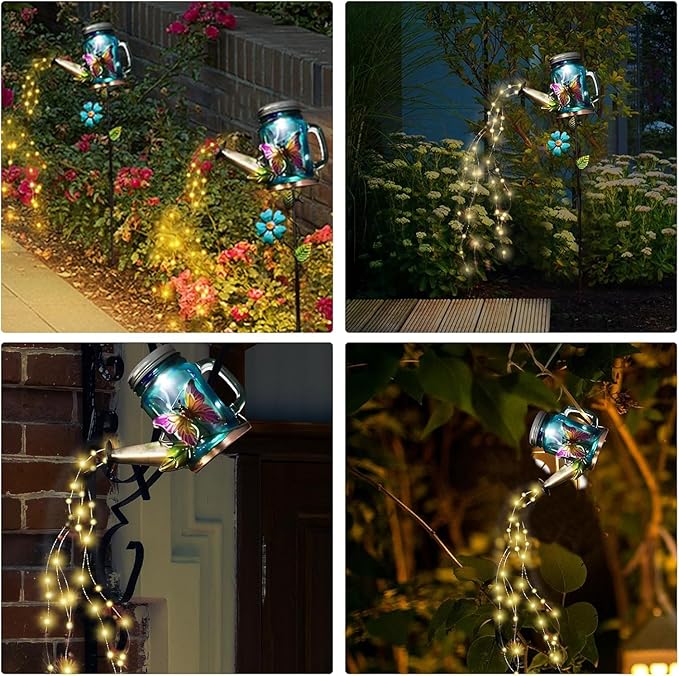 Solar Watering Can Light, Yard Outdoor Decor Lights, IP65 Waterproof, Hanging Butterfly Garden Light, Outside Garden Flower Bed Decor, Women Gift, Birthday Gifts-Ruum Studio Home