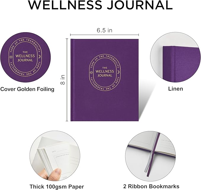 And Per Se Wellness Journal, Undated Daily Wellness Planner to Practice Positive Thinking, Mindfulness & Reflection, 91 Days Self-Care Journal For Women & Men (Purple)-Ruum Studio Home
