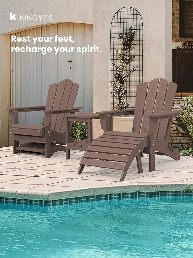 KINGYES Folding Adirondack Ottoman for Adirondack Chair, Coffee-Ruum Studio Home