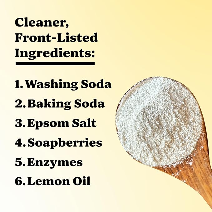 Pronounce Laundry Detergent Powder Alternative | Earth-Derived Ingredients, Eco-Friendly, Safer for Sensitive Skin, Eczema, and Babies. Stain + Smell Fighting. HE Safe (Lemon, 120 Loads).-Ruum Studio Home