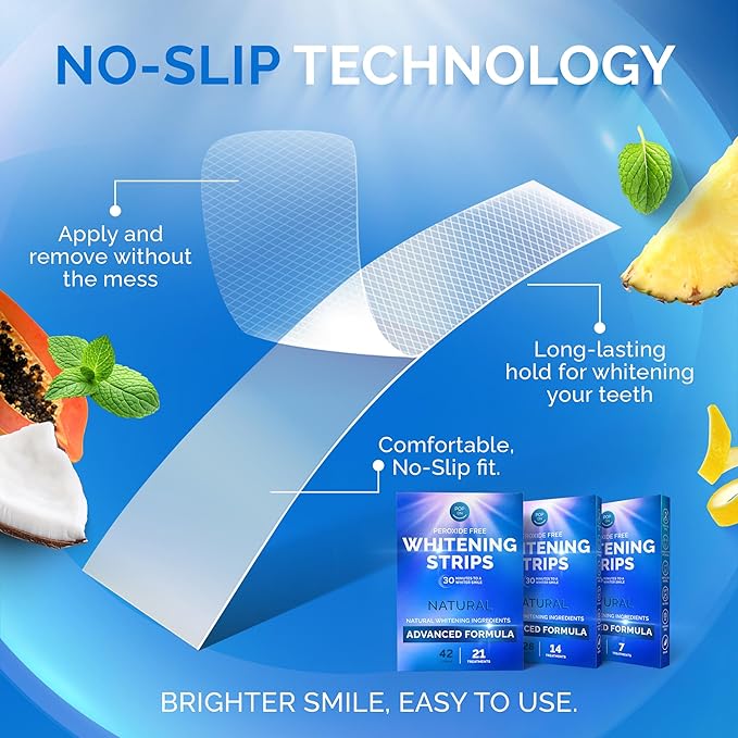 Whitening Strips for Sensitive Teeth 7 Treatments, Mint – Enamel Safe, Peroxide-Free Coconut Teeth Whitening Strips with Natural Enzymes – Gentle White Stips for Sensitive Gums & Daily Oral Care-Ruum Studio Home