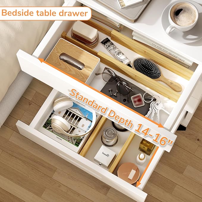 BAMEOS Drawer Divider,Expandable Bamboo Separators Adjustable Utensil Knife Fork Tool Kitchen Organizer, Clothes Fabric Drawer Organizer In Bathroom Bedroom Office, Cabinet Dresser Organizer 4-pack-Ruum Studio Home