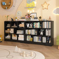 Book Shelf Set of 2, 8 Cubes Storage Organizer, Freestanding Balck Bookshelf Cube Shelf for Bedroom, Living Room, Home Office, 3-Tier Open Bookshelf Wooden Bookcase-Ruum Studio Home