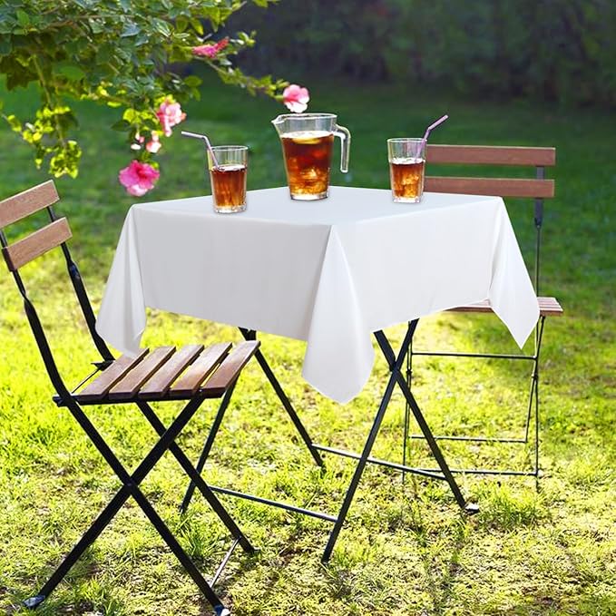 sancua Small Square Tablecloth 36 x 36 Inch White (Fits 20-30 Inch Tables), Stain and Wrinkle Resistant Washable Fabric Table Cloth for Dining Party Table Cover for Nightstand End Bedside Tables-Ruum Studio Home