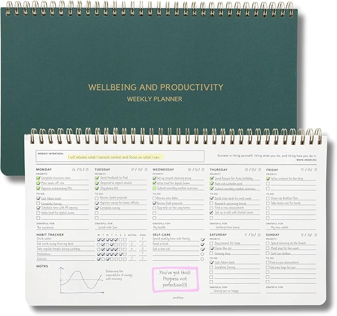 Zen & Flow - Undated Weekly Planner, Dashboard Desk Pad, To Do List Notepad, Productivity, Habit Tracker, Desk Notepad, Dashboard Planner-Ruum Studio Home