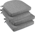 downluxe Indoor Chair Cushions for Dining Chairs, Soft and Comfortable Textured Foam Kitchen Chair Pads with Ties and Non-Slip Backing, 16" x 16" x 2", Dark Grey, 4 Pack-Ruum Studio Home
