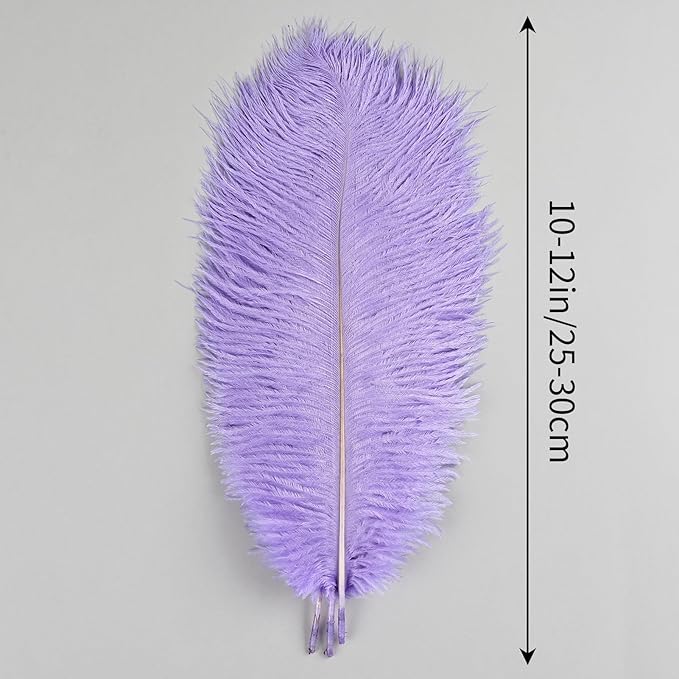 THARAHT Lavender Ostrich Feathers 12pcs Natural Bulk 10-12Inch 25cm-30cm for Crafts Wedding Party Centerpieces Easter Gatsbi and Decoration Feather-Ruum Studio Home