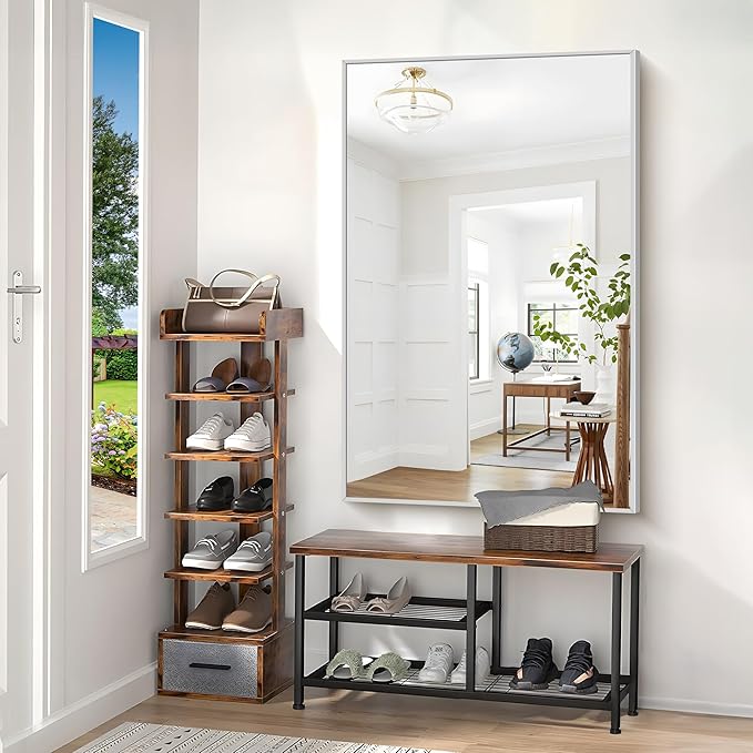 40x60inch Silver Bathroom Mirror, Silver Rectangle Mirror with Frame, Large Rectangular Wall Mirrors for Bathroom, Living Room, Hair Salon, Big Farmhouse Mirror Hang Horizontal/Vertical-Ruum Studio Home