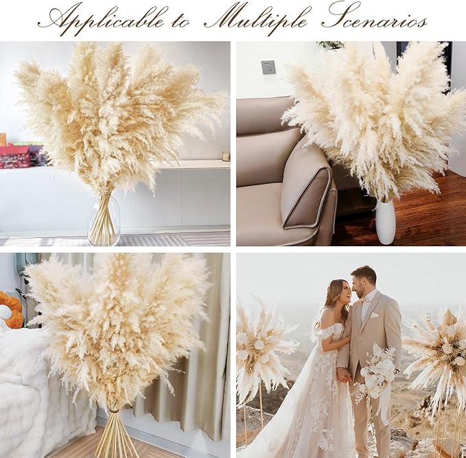 40" 11 PCS Dried Pampas Grass Decor Tall,Large Natural Beige pompas Grass,Tall Pampas Grass for Floor Vase,Wedding,Party,Farmhouse,Boho Home Decor,and Creating a Bohemian Ambiance-Ruum Studio Home