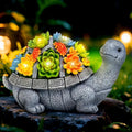 Solar Turtle Statue Garden Decor for Outside with Succulents and 7 LED Lights – 10.3 Inch Cute Lawn Ornaments for Patio, Porch, Balcony & Yard – Unique Birthday Gifts for Women Mom Grandma Wife-Ruum Studio Home