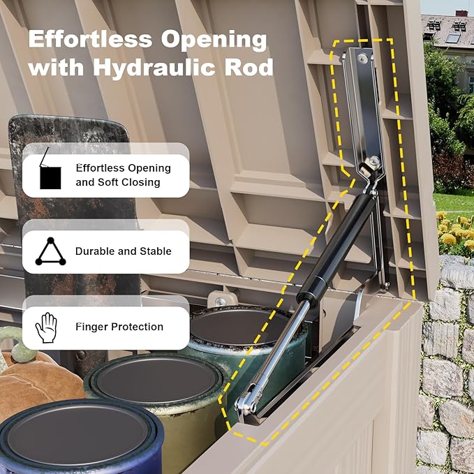 150 Gallon Deck Box Large Outdoor Storage for Patio Furniture,Outdoor Cushions,Garden Tools and Pool Supplies,Waterproof,Resin,Lockable(Grey)-Ruum Studio Home