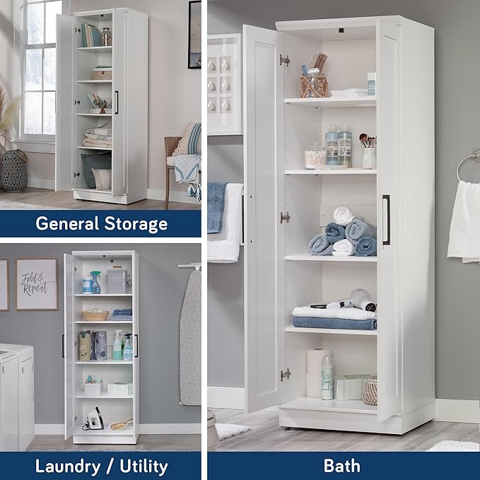 Sauder HomePlus Storage Cabinet/ Pantry cabinets, Soft White finish-Ruum Studio Home