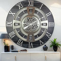 The Gears Clock Real Moving Gear Wall Clock England Line (Vintage Black, 36 inches (90 cm))-Ruum Studio Home
