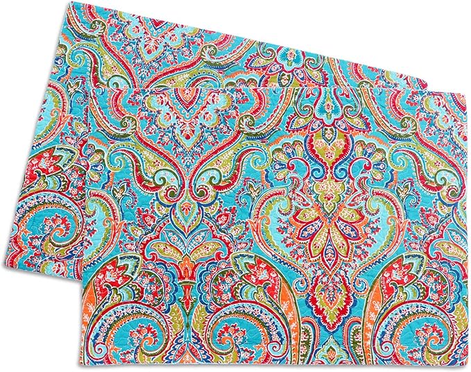 NEWLAKE Quilted Cotton Bed Pillowcases,European Gorgeous Floral Pattern, 2 Pieces, 20x36 Inch-Ruum Studio Home