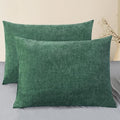 CaliTime Throw Pillow Covers Decorative 20 X 26 Inches Pack of 2 Cozy Chenille Standard Pillow Shams Cases for Couch Sofa Bed Living Room Home Dark Green-Ruum Studio Home
