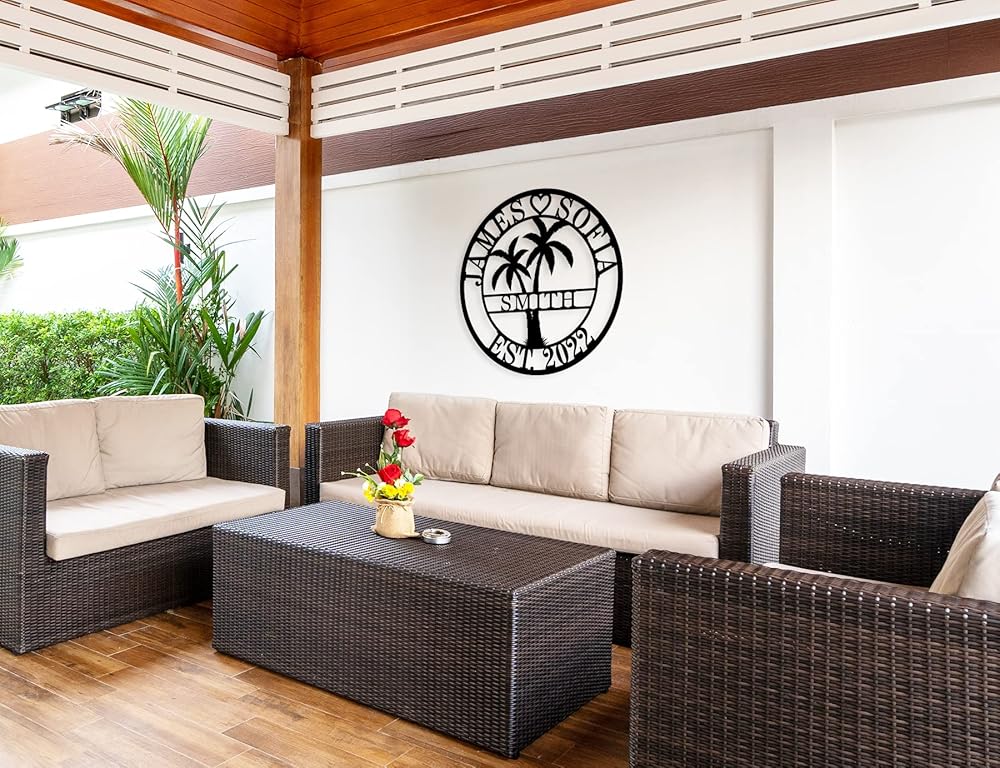 Personalized Metal Palm Tree Sign, Custom Signs Outdoor Palm Tree, Personalized Palm Tree Sign, Metal Palm Anniversary Gift, Palm Tree Metal Wall Art, Custom Metal Sign with Palm Tree-Ruum Studio Home