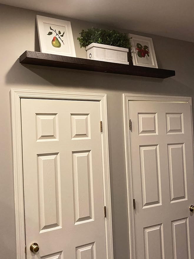 joelsantiques 54 Inch Wooden Floating Shelves for Wall - 54x6x2 in - Made of Natural Wood - Long Heavy Duty Rustic Wall Shelves for Bedroom - Perfect for Living Room, Kitchen - Mocha-Ruum Studio Home