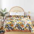 Boho Throw Blanket for Bed - 100% Pure Cotton Ultra Soft Rustic Quilt - Farmhouse Decor Bed Blankets, All Season Rustic Throw for Sofa Couch Chair(91''x 98'', Floral Sea)-Ruum Studio Home