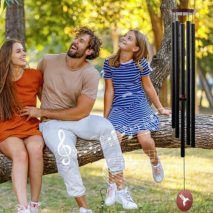 60" Wind Chimes Outdoor, WindChimes Large Wind Chimes for Outside Deep Tone with 5 Tuned Tubes and S Hook, Wind Chime Outdoor Decoration for Patio, Garden, Yard (Hummingbird)-Ruum Studio Home