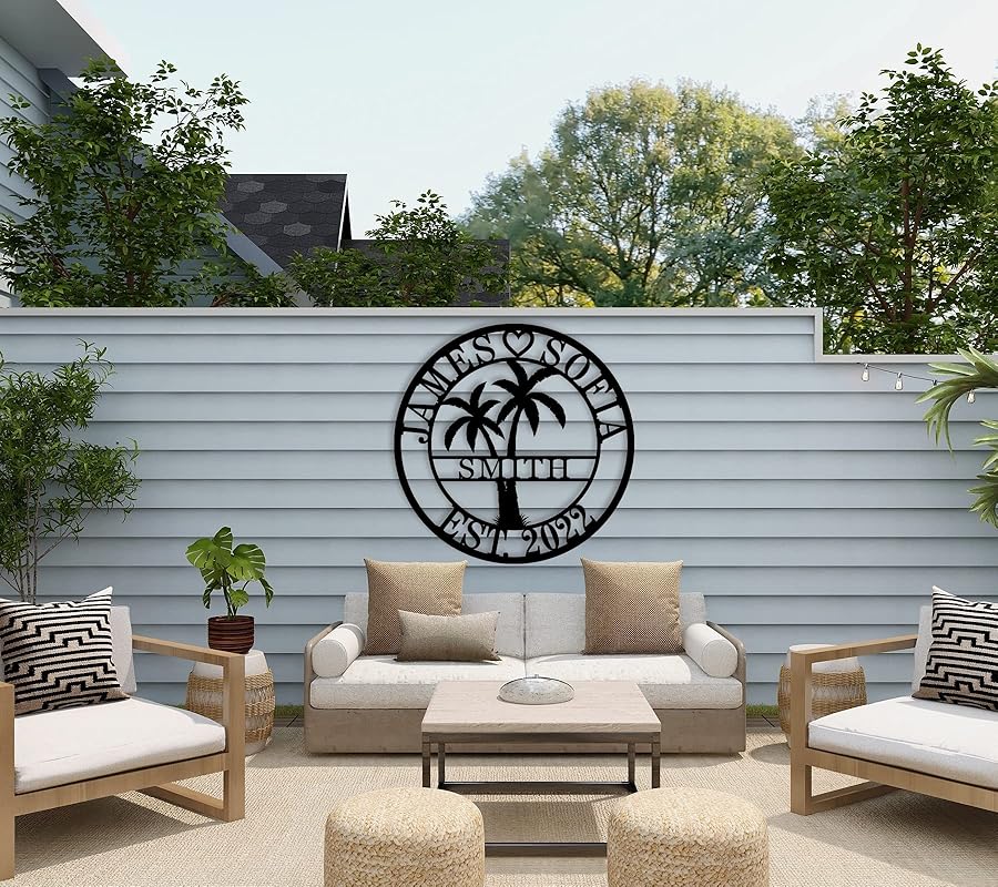 Personalized Metal Palm Tree Sign, Custom Signs Outdoor Palm Tree, Personalized Palm Tree Sign, Metal Palm Anniversary Gift, Palm Tree Metal Wall Art, Custom Metal Sign with Palm Tree-Ruum Studio Home