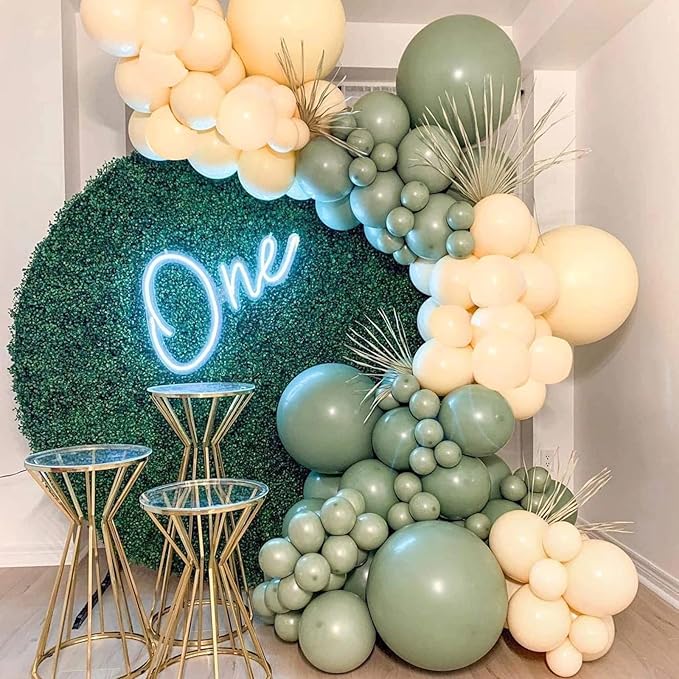 130pcs Sage Green Balloons Different Sizes 18" 12" 10" 5" Olive Green Balloons for Birthday Graduation Baby Shower Wedding Anniversary New Year Party Decorations-Ruum Studio Home