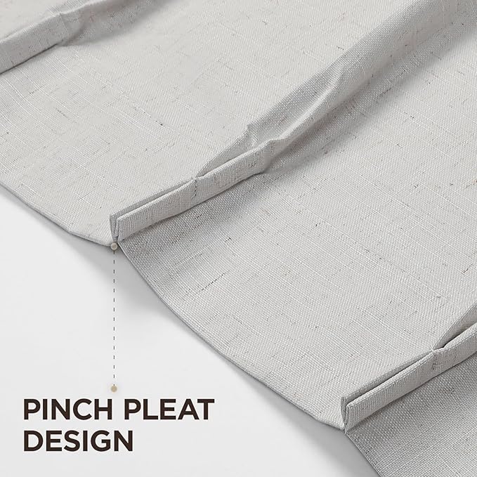 Joydeco Pinch Pleated Linen Curtains Darkening Drapes for Bedroom, 100% Blackout Drapes 96 inches Long 2 Panels Heat Blocking Curtains(Ivory,40'' Wx96'' L)-Ruum Studio Home