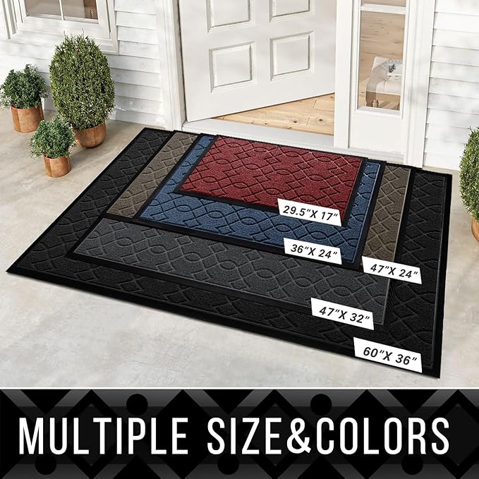 Yimobra Front Door Mat Outdoor Indoor 47x24, All-Season, All-Weather, Heavy Duty Welcome Door Mats Outside Entrance, Non Slip Porch Patio Entrance Mat, Blue-Ruum Studio Home