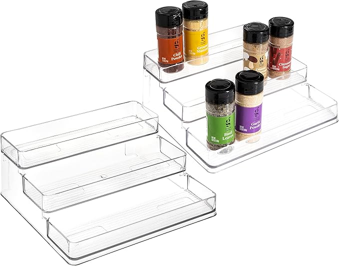 SIMPLEMADE 3-Tier Spice Rack Organizer - Versatile Storage Shelf for Kitchen, Bathroom, Bedroom & Office, Set of 2, Clear-Ruum Studio Home
