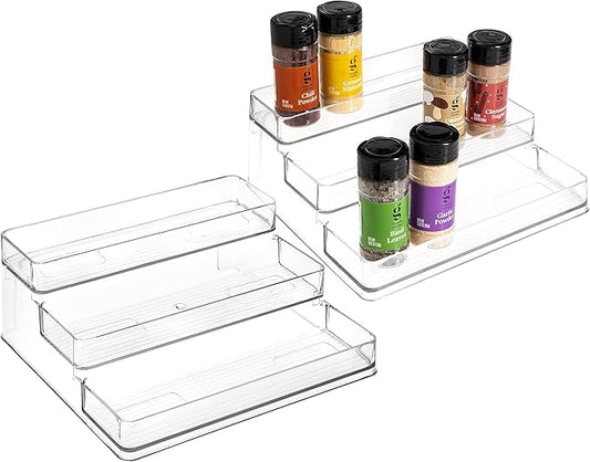 SIMPLEMADE 3-Tier Spice Rack Organizer - Versatile Storage Shelf for Kitchen, Bathroom, Bedroom & Office, Set of 2, Clear-Ruum Studio Home