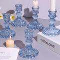 12PCS Blue Candlestick Holders Set- 4" H Taper Candle Holders, Glass Candle Holders Bulk for Wedding, Party, Home Table Centerpieces, Festival Gifts & Windowsill Decor-Ruum Studio Home