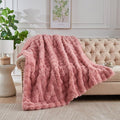 Lotus Karen Faux Fur Blanket Old Pink - Big Bubble Rabbit Fluff King Blankets for The Bed, Large Fluffy Fuzzy Cozy Blanket, Thick Furry Plush Shaggy Blankets, 108x90 Inches-Ruum Studio Home