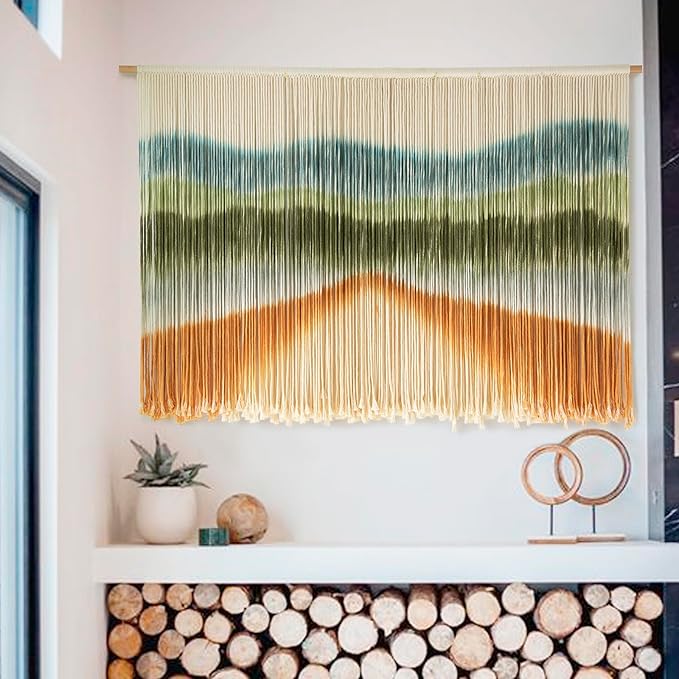 IOWER Macrame Wall Hanging Dip-Dye Chic Home Decor Boho Wall Decor Yarn Wall Art for Nursery, Bedroom, Living Room,Backdrop,57" W X 35" L-Ruum Studio Home