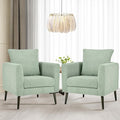Barrel Accent Chair Set of 2 with Back Pillow, Large Teddy Upholstered Armchair with Solid Wood Legs Modern Reading Chairs for Living Room Bedroom-Ruum Studio Home