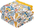 Boho Blanket Throw Quilt, 100% Cotton Soft Light Weight Throw Blankets for Summer, 50"x60" Farmhouse Flower Decorative Blankets, All Season Rustic Reversible Bohemian Throw Quilt-Ruum Studio Home