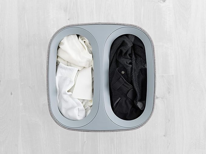 Joseph Joseph Tota 60 liter/15.8 gallon Laundry Hamper Separation Basket with lid, 2 Removable Washing Bags with Handles- Grey-Ruum Studio Home