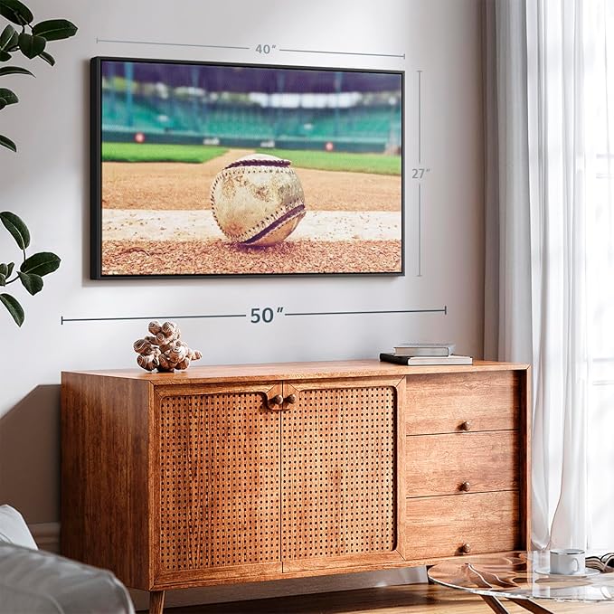 ElephantStock Baseball In Stadium Wall Art - Horizontal Framed Canvas - 1-Piece Living Room Wall Decor - Car Photography Canvas Print - Brown and Beige Decor for Wall - 40" X 27"-Ruum Studio Home