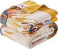 Boho Throw Blanket for Bed, Lightweight Reversible Quilt, Fall Cotton Blanket, Queen Size Boho Floral Bird Colorful Retro Quilt Ultra Soft Reversible Gauze Blanket for All Season, 80"x90"-Ruum Studio Home