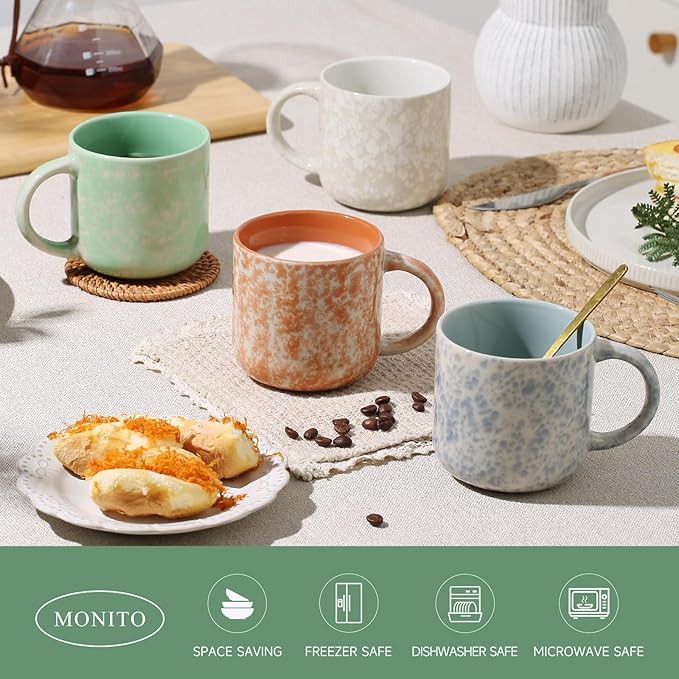 12 OZ Coffee Mugs Set of 4, Modern Ceramic Coffee Mugs Set with handle for Tea/Latte/Cappuccino/Milk/Cocoa.-Ruum Studio Home