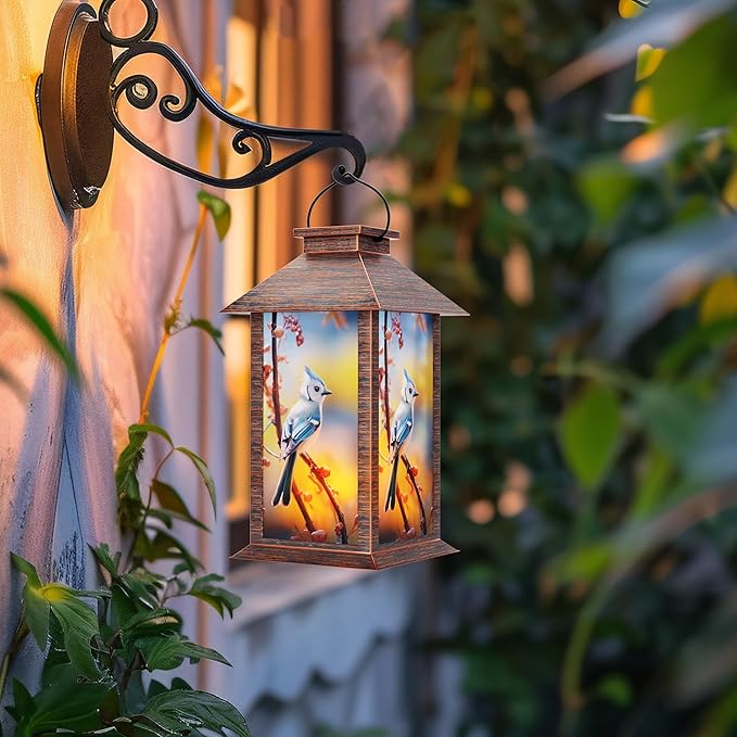 Solar Lanterns Outdoor, Waterproof Garden Hanging Lanterns with LED Flickering Flameless Candles for Mom Grandma Women Lantern Decorative Outdoor for Yard, Garden,Party Decor-Ruum Studio Home