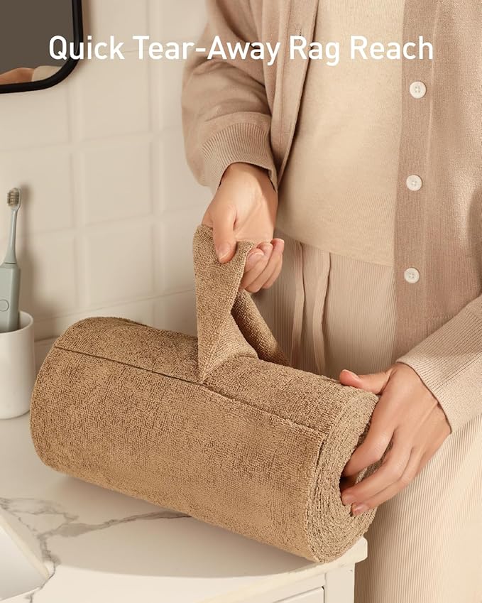 Fantasticlean Microfiber Cleaning Cloth Roll -75 Pack, Tear Away Microfiber Towels, 12" x 12", Reusable, Washable, Scratch Free, Ultra Absorbent Dish Rags for Car, Home, Garage or Shop (TAN)-Ruum Studio Home