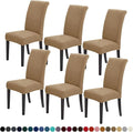 Joccun Chair Covers for Dining Room Set of 6, Dining Chair Slipcovers Stretch Dining Room Chair Covers Seat Protector,Washable Parsons Chair Cover for Home,Hotel,Banquet(Tan,6 Pack)-Ruum Studio Home